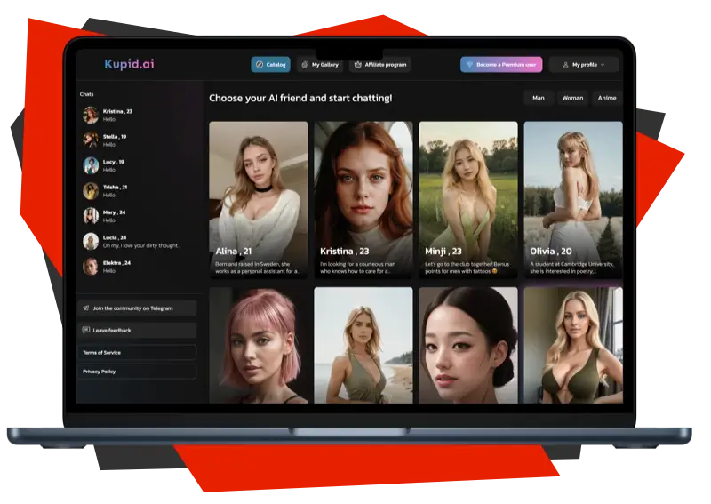 kupid ai sexting app on laptop