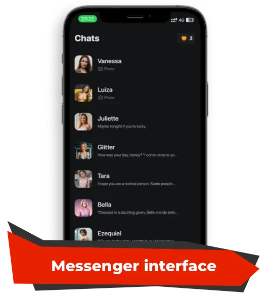 Messenger interface of Romantic AI