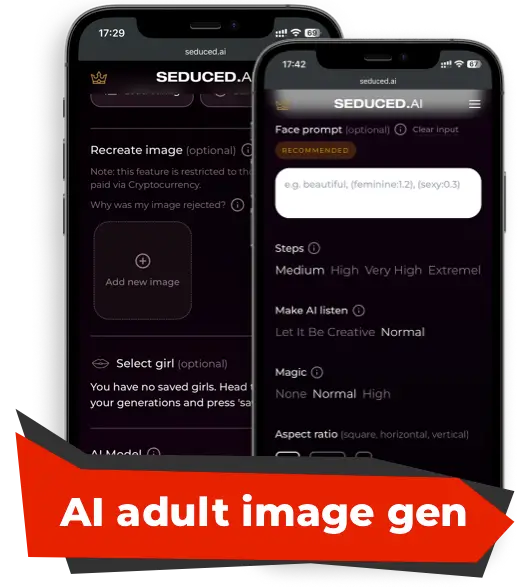 AI adult image gen settings Seduced AI